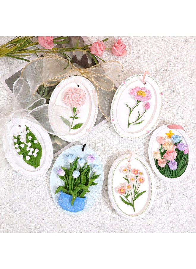Tulip Lily Orchid Rose Hydrangea Tag Silicone Mold Handmade Diy Home Aromatherapy Gypsum Grinding Tool-Color:Lily Of The Valley-paragraph 2
