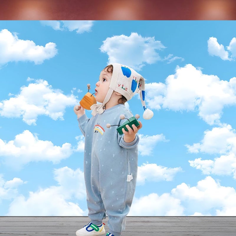 Qian 7x5ft Blue Sky White Clouds Backdrop Natural Scenery Sunshine Sky Clouds Photography Backdrop Wedding Birthday Party Decoration Newborn Baby Shower Backdrop - Image 4