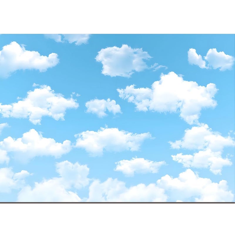 Qian 7x5ft Blue Sky White Clouds Backdrop Natural Scenery Sunshine Sky Clouds Photography Backdrop Wedding Birthday Party Decoration Newborn Baby Shower Backdrop - Image 1
