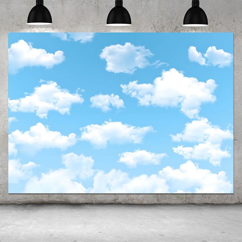 Qian 7x5ft Blue Sky White Clouds Backdrop Natural Scenery Sunshine Sky Clouds Photography Backdrop Wedding Birthday Party Decoration Newborn Baby Shower Backdrop - Image 2