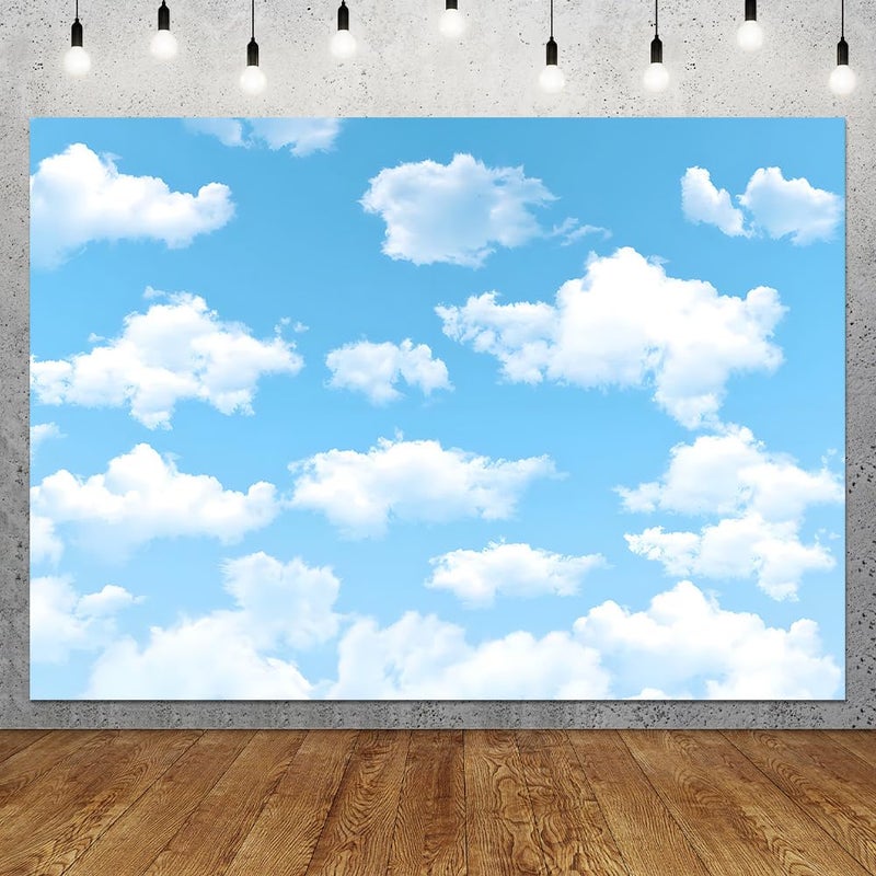 Qian 7x5ft Blue Sky White Clouds Backdrop Natural Scenery Sunshine Sky Clouds Photography Backdrop Wedding Birthday Party Decoration Newborn Baby Shower Backdrop - Image 3