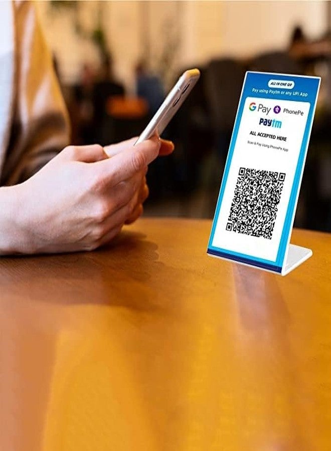 CPI Acrylic QR Code Display Stand 4 X 6 Inch (A6) Paper Holder L Shape Portrait Style Menu Ad Frame Display Stand Table Top Perfect for Restaurants - Image 3