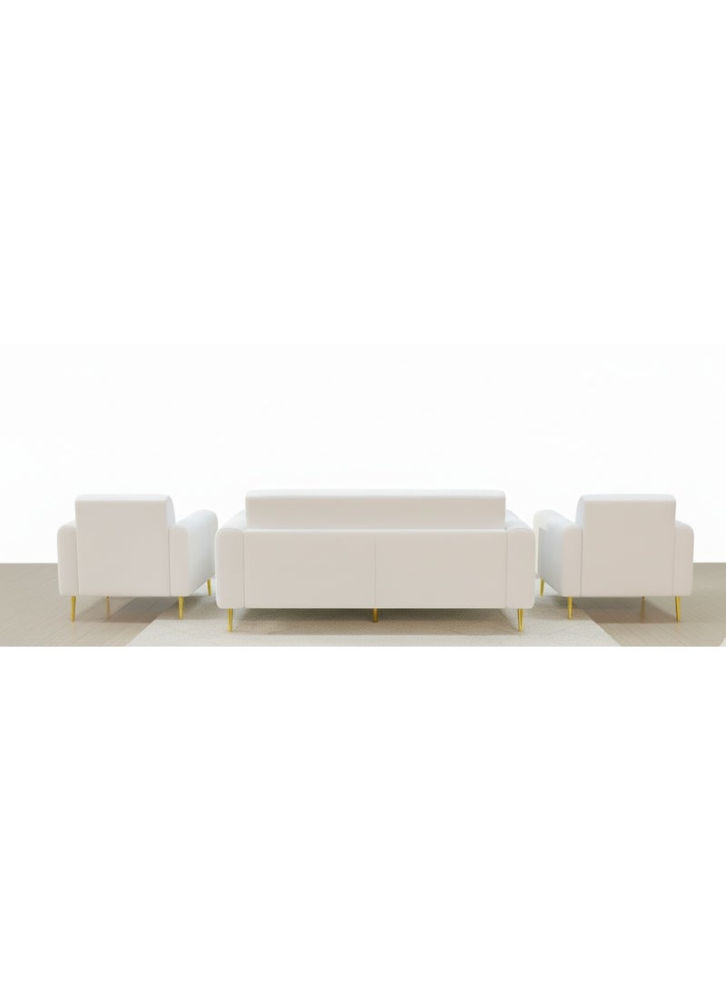 طقم أريكة أبيض 3+2+1 مع إسفنج عالي المرونة – أريكة عصرية بستة مقاعد لغرفة المعيشة والمكتب - Image 3