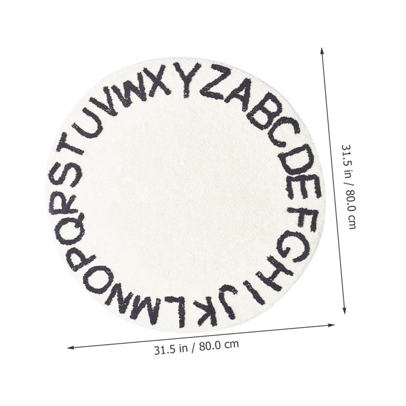 Round White Alphabet Play Mat Non Slip Washable Carpet for Dorm Living Room Decor - Image 3