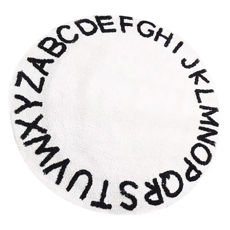 Round White Alphabet Play Mat Non Slip Washable Carpet for Dorm Living Room Decor - Image 2