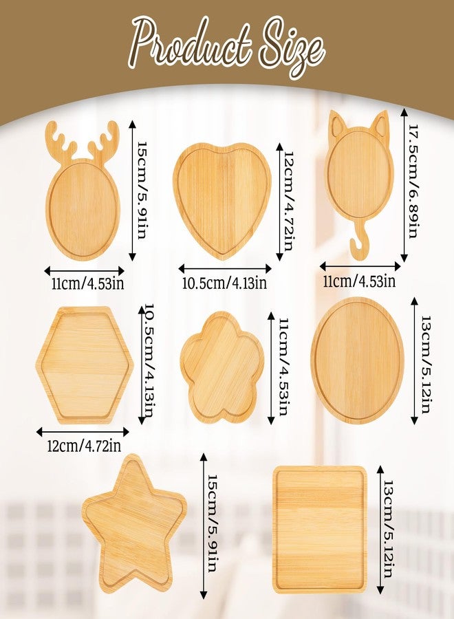 YQQYG 8Pcs Mosaic Bamboo Coasters, Assorted Shapes Wooden Coasters, Drinking Cup Coaster, Blank Base Trays, Art Plate, DIY Supplies Handmade Home Decor Gift - Image 2