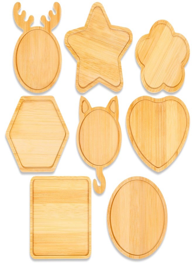 YQQYG 8Pcs Mosaic Bamboo Coasters, Assorted Shapes Wooden Coasters, Drinking Cup Coaster, Blank Base Trays, Art Plate, DIY Supplies Handmade Home Decor Gift - Image 1