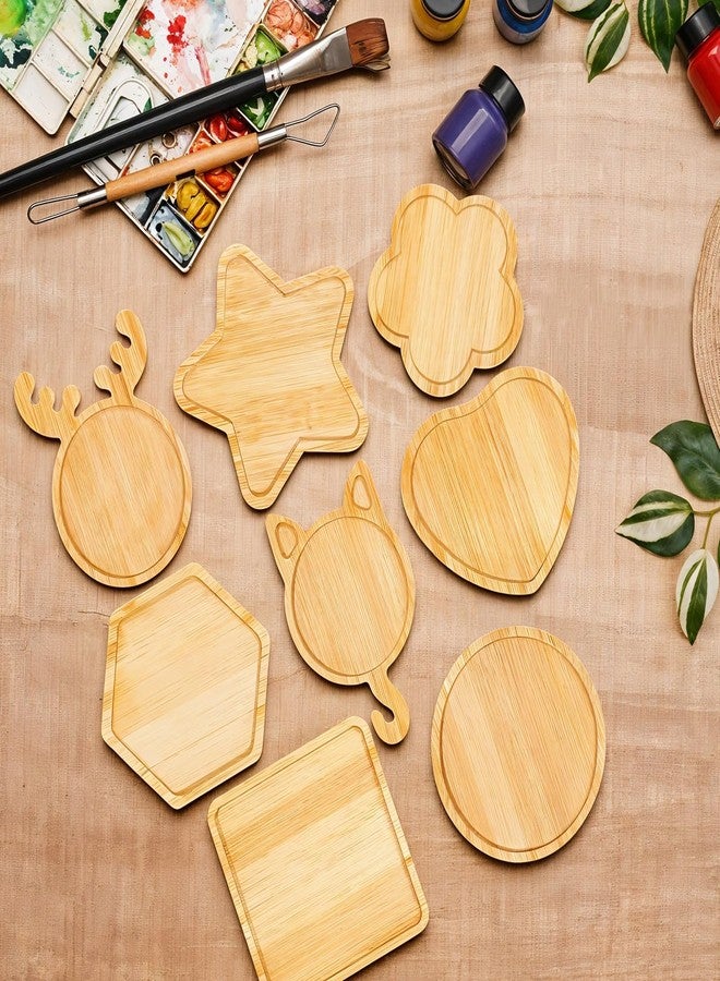 YQQYG 8Pcs Mosaic Bamboo Coasters, Assorted Shapes Wooden Coasters, Drinking Cup Coaster, Blank Base Trays, Art Plate, DIY Supplies Handmade Home Decor Gift - Image 5