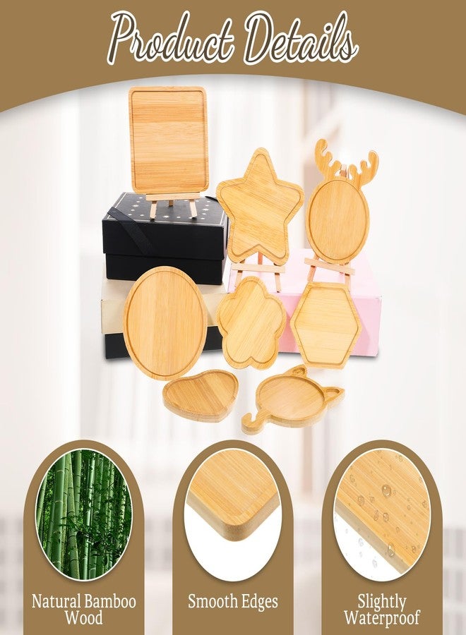YQQYG 8Pcs Mosaic Bamboo Coasters, Assorted Shapes Wooden Coasters, Drinking Cup Coaster, Blank Base Trays, Art Plate, DIY Supplies Handmade Home Decor Gift - Image 3