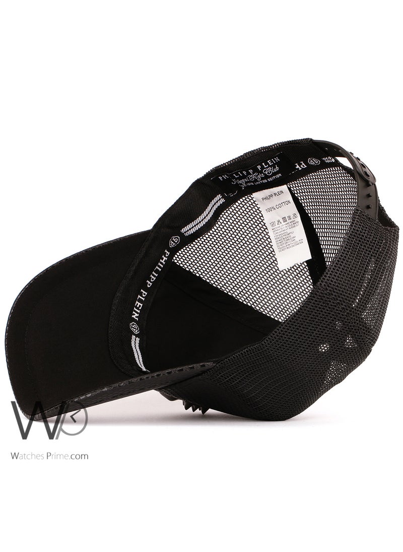 Philipp Plein PP Trucker Mesh Cap Black Color Cotton Hat For Men