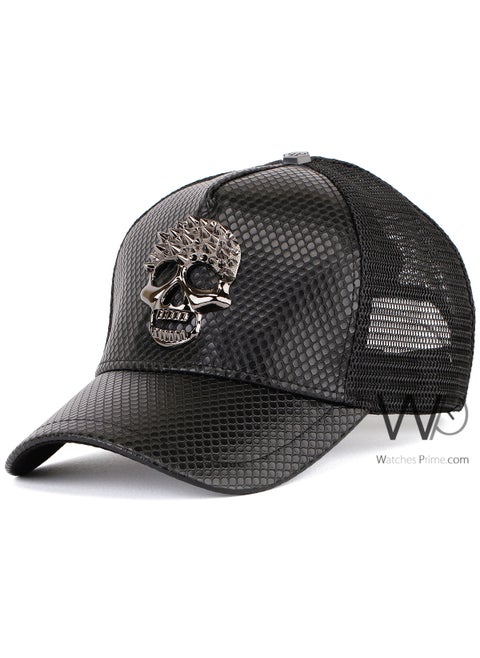 Philipp Plein PP Trucker Mesh Cap Black Color Cotton Hat For Men