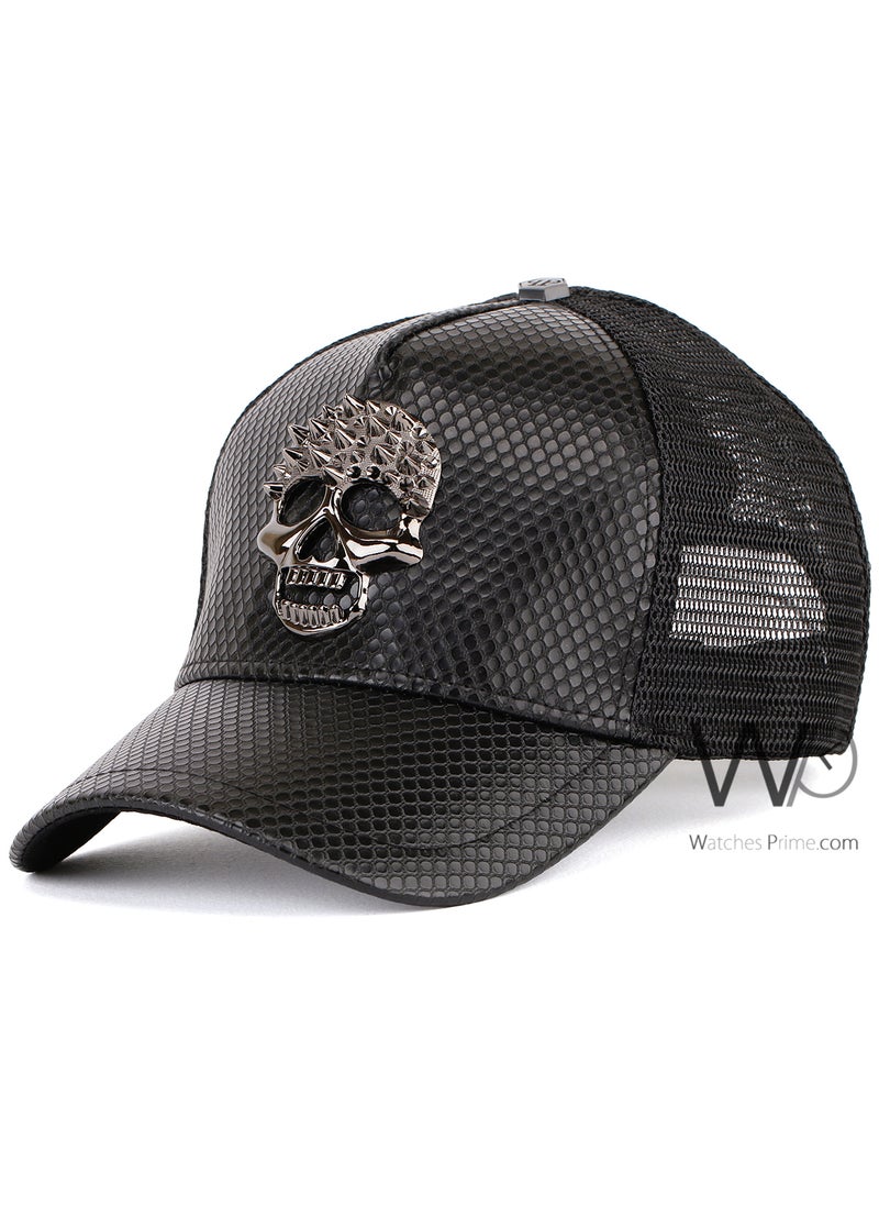 Philipp Plein PP Trucker Mesh Cap Black Color Cotton Hat For Men