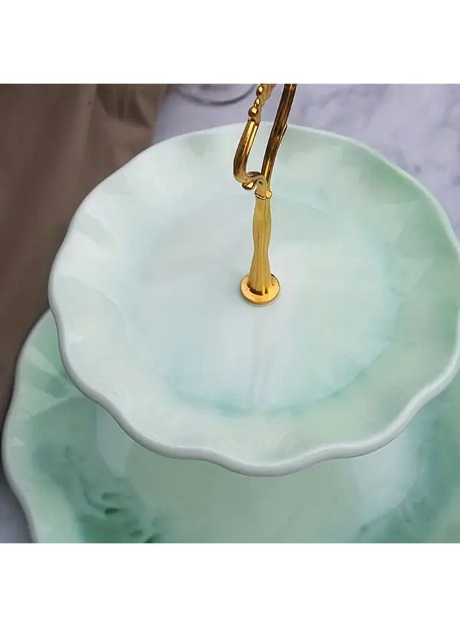 Two Tier Golden Shelf Resin Silicone Mold Milky Color Lace Tray Afternoon Tea Party Platter - Image 5