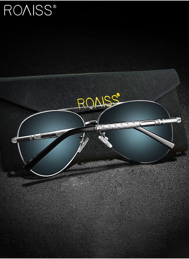 roaiss - Men's Metal Polarized Pilot Stylish Sunglasses Driving Fishing Sunshade Glasses UV400 Protection Sun Glasses for Men Cycling Hiking Running - Image 1