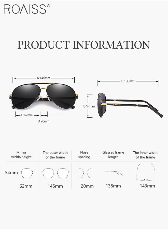 roaiss - Men's Metal Polarized Pilot Stylish Sunglasses Driving Fishing Sunshade Glasses UV400 Protection Sun Glasses for Men Cycling Hiking Running - Image 1