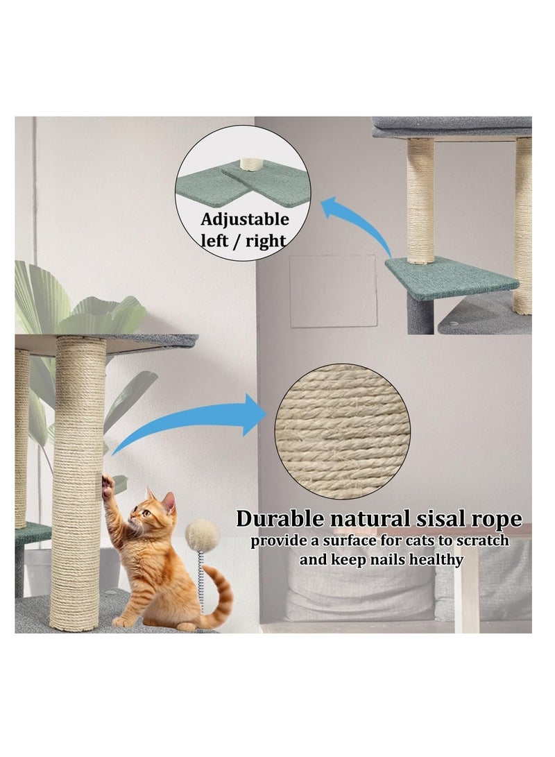 NNC PETS Cat tree activity center for indoor cats, Durable cat tree with Padded perch, Sisal scratching post, Punching ball, and Spacious cat condo, Interactive cat climbing tree, Easy assembly 80 cm (Green) - Image 5