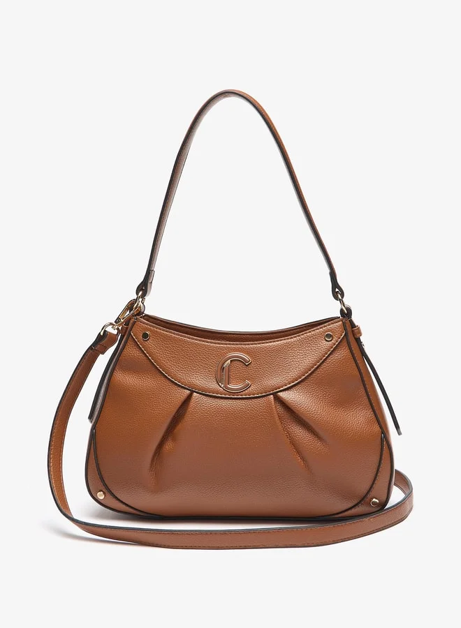 Le Confort Women's Textured Shoulder Bag with Detachable Strap and Zip Closure