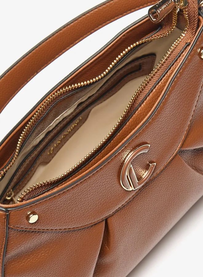 Le Confort Women's Textured Shoulder Bag with Detachable Strap and Zip Closure