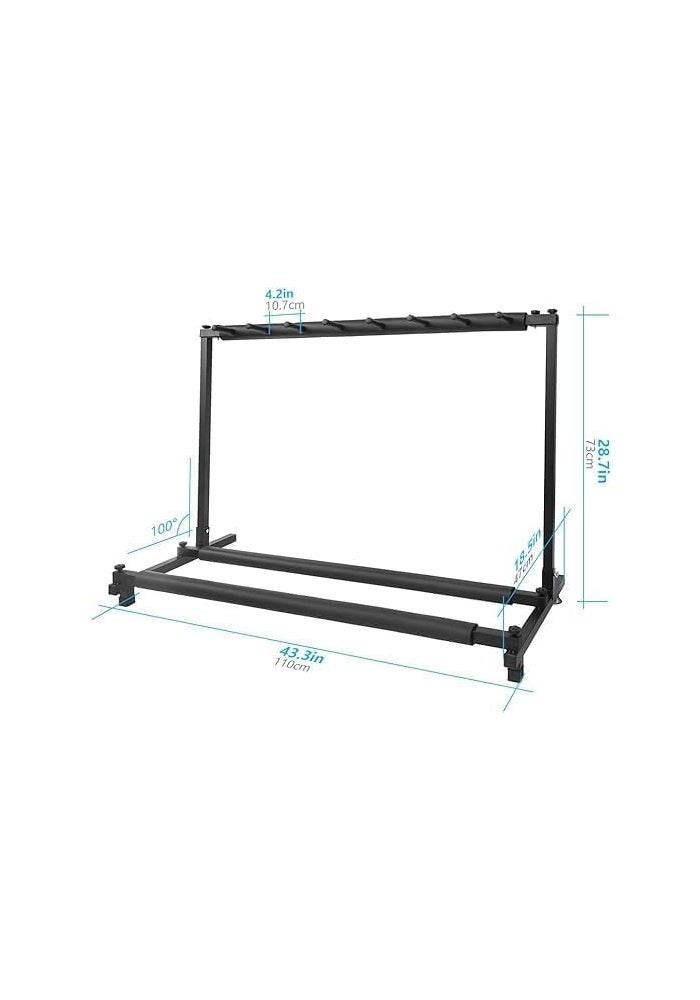 Multi Guitar Stand 7 Holder Foldable - Portable Black Guitar Holder for Acoustic, Electric, and Bass Guitars - Image 3
