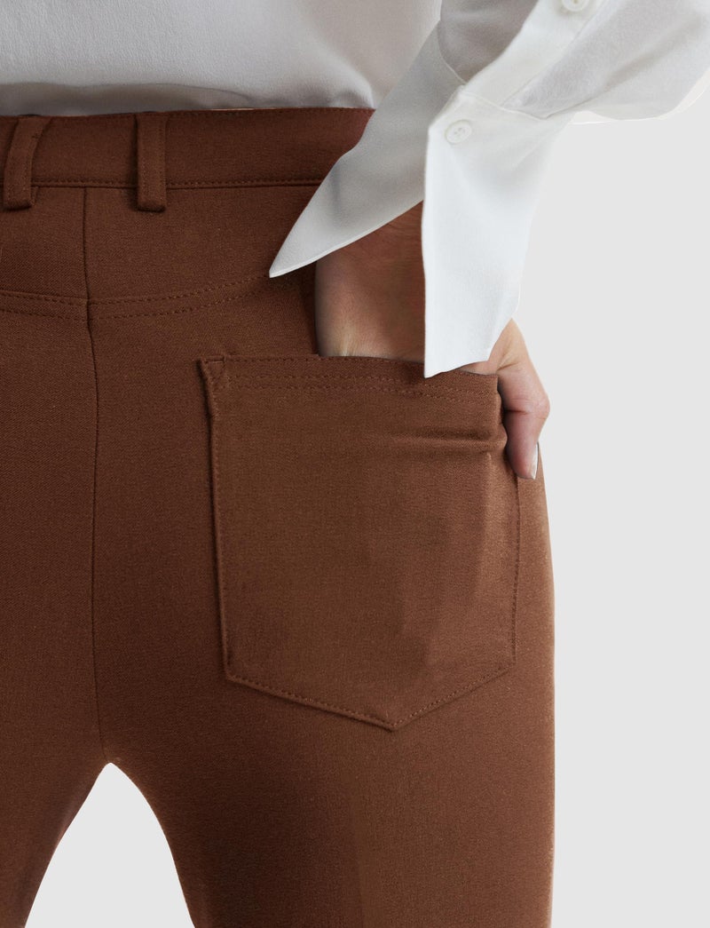 Houmous S-XXL 29''31''33''35'' Inseam Women's Bootcut Dress Pants w/Pocket Stretch Work Lounge Pant Office Casual Pants Brown - Image 4