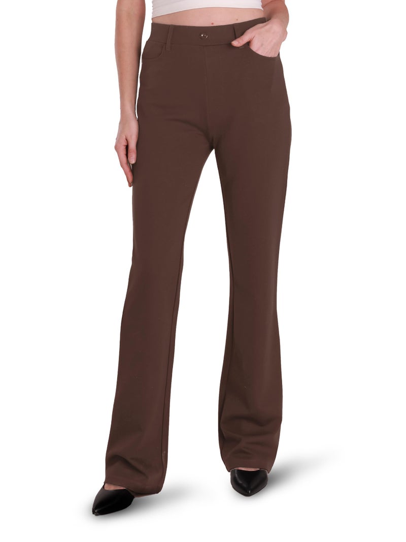 Houmous S-XXL 29''31''33''35'' Inseam Women's Bootcut Dress Pants w/Pocket Stretch Work Lounge Pant Office Casual Pants Brown - Image 1