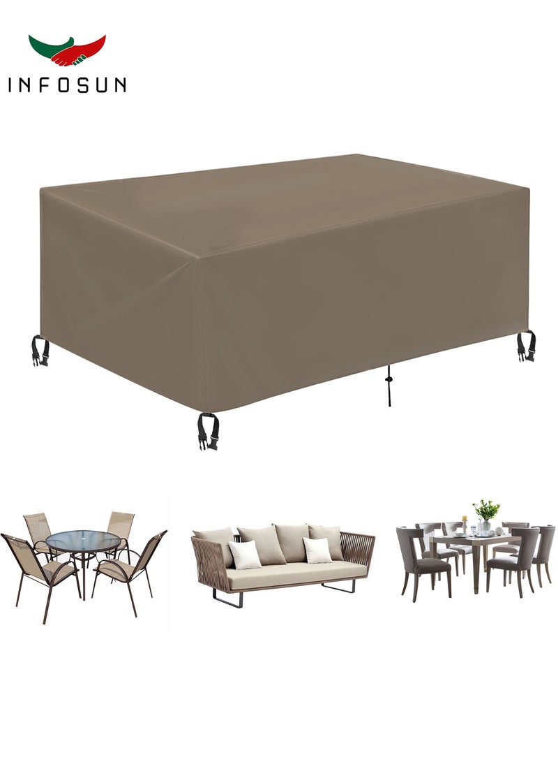INFOSUN 420D Heavy Duty Waterproof Outdoor Cover Outdoor Furniture Cover, Premium Dustproof Anti-UV Patio Sofa Protector, Extra Thick Durable All-Weather Table & Chair Cover & Outdoor Sofa Cover & Outdoor Seating Cover for Outdoor Use - Brown - Image 1