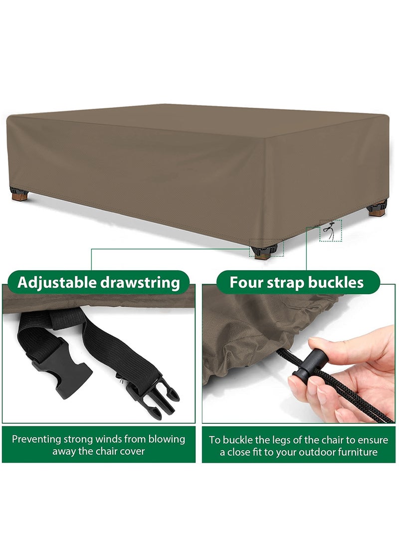 INFOSUN 420D Heavy Duty Waterproof Outdoor Cover Outdoor Furniture Cover, Premium Dustproof Anti-UV Patio Sofa Protector, Extra Thick Durable All-Weather Table & Chair Cover & Outdoor Sofa Cover & Outdoor Seating Cover for Outdoor Use - Brown - Image 3