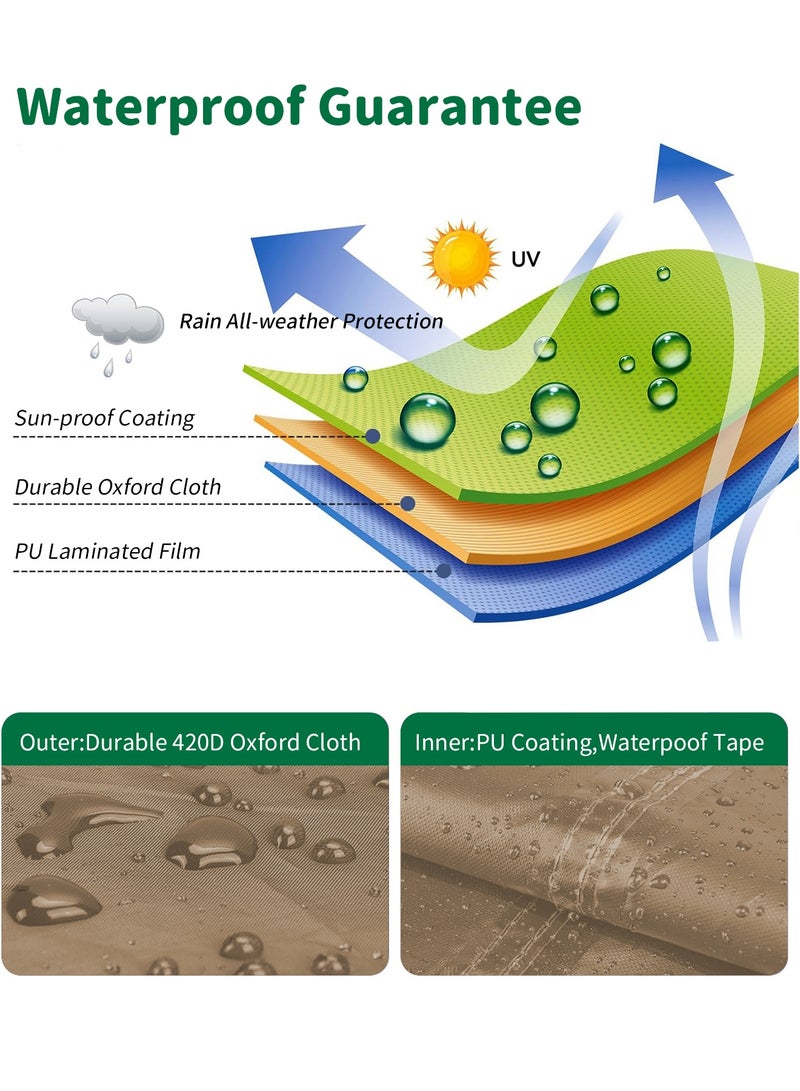 INFOSUN 420D Heavy Duty Waterproof Outdoor Cover Outdoor Furniture Cover, Premium Dustproof Anti-UV Patio Sofa Protector, Extra Thick Durable All-Weather Table & Chair Cover & Outdoor Sofa Cover & Outdoor Seating Cover for Outdoor Use - Brown - Image 5