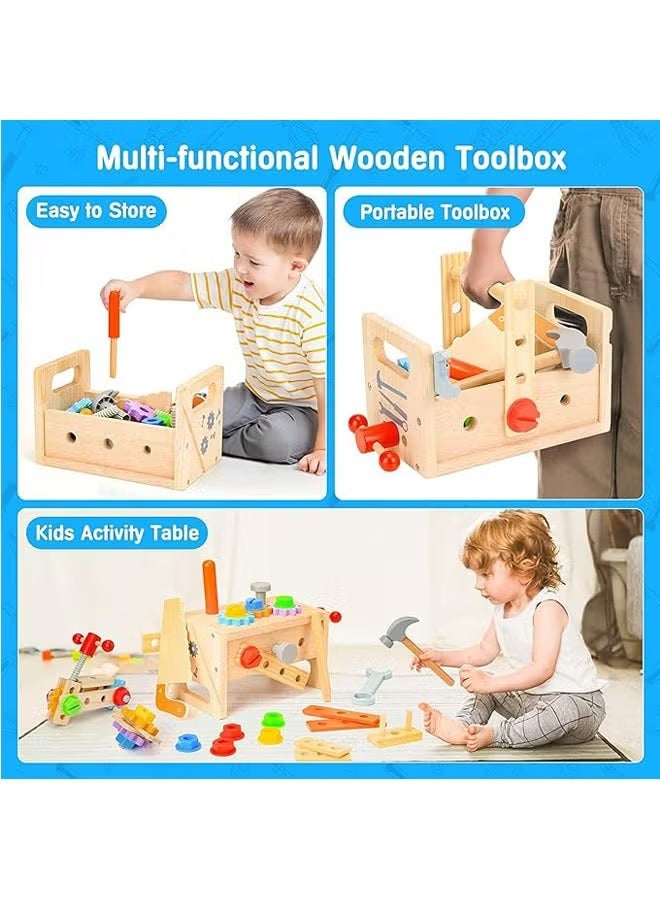 Wooden Tool Set for Kids 2 3 4 5 Year Old, 24Pcs Educational STEM Toys Toddler Montessori Toys for 2 Year Old Construction Preschool Learning Activities Gifts for Boys Girls Age 2-4 1-3 - Image 4