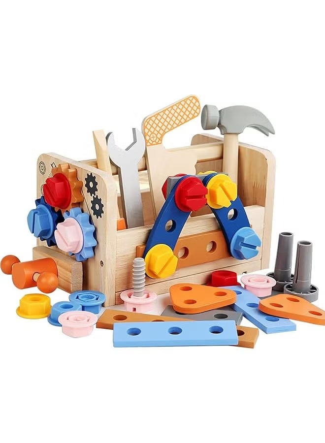 Wooden Tool Set for Kids 2 3 4 5 Year Old, 24Pcs Educational STEM Toys Toddler Montessori Toys for 2 Year Old Construction Preschool Learning Activities Gifts for Boys Girls Age 2-4 1-3 - Image 1
