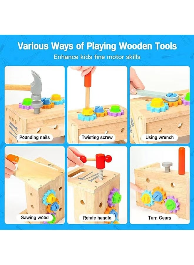 Wooden Tool Set for Kids 2 3 4 5 Year Old, 24Pcs Educational STEM Toys Toddler Montessori Toys for 2 Year Old Construction Preschool Learning Activities Gifts for Boys Girls Age 2-4 1-3 - Image 5