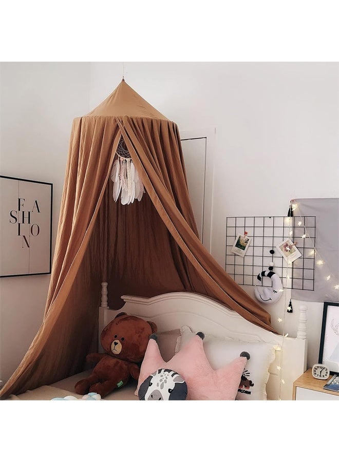 DUNISO Bedspread, Round Dome Mosquito Net, Soft And Smooth Play Tent, Girl's Room Decoration, Princess Castle, Fantasy Bedding, Reading Corner Cover, Light Blocking And Windproof 65x270x400cm(Coffee) - Image 1