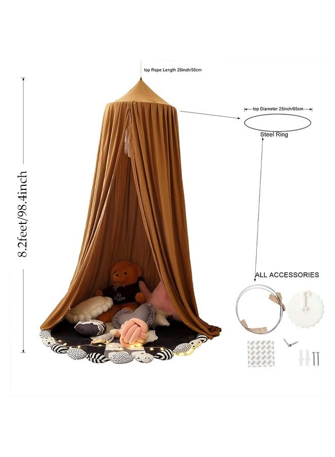 DUNISO Bedspread, Round Dome Mosquito Net, Soft And Smooth Play Tent, Girl's Room Decoration, Princess Castle, Fantasy Bedding, Reading Corner Cover, Light Blocking And Windproof 65x270x400cm(Coffee) - Image 5