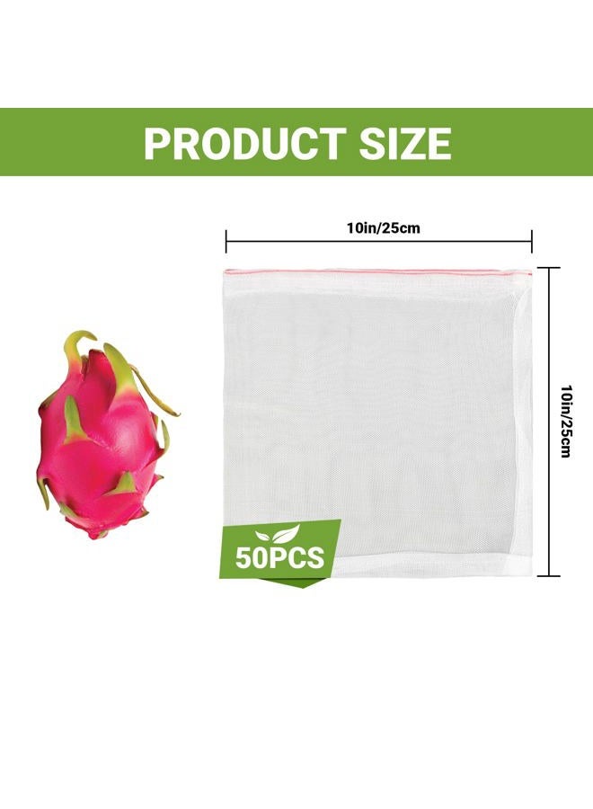ENPOINT 50 PCS Fruit Protection Bags, 10x14 Inch Reusable Garden Netting Mesh Bag with Drawstrings, Plant Covers Protect Fruits Vegetables Tomato Apple Peach Trees - Image 4