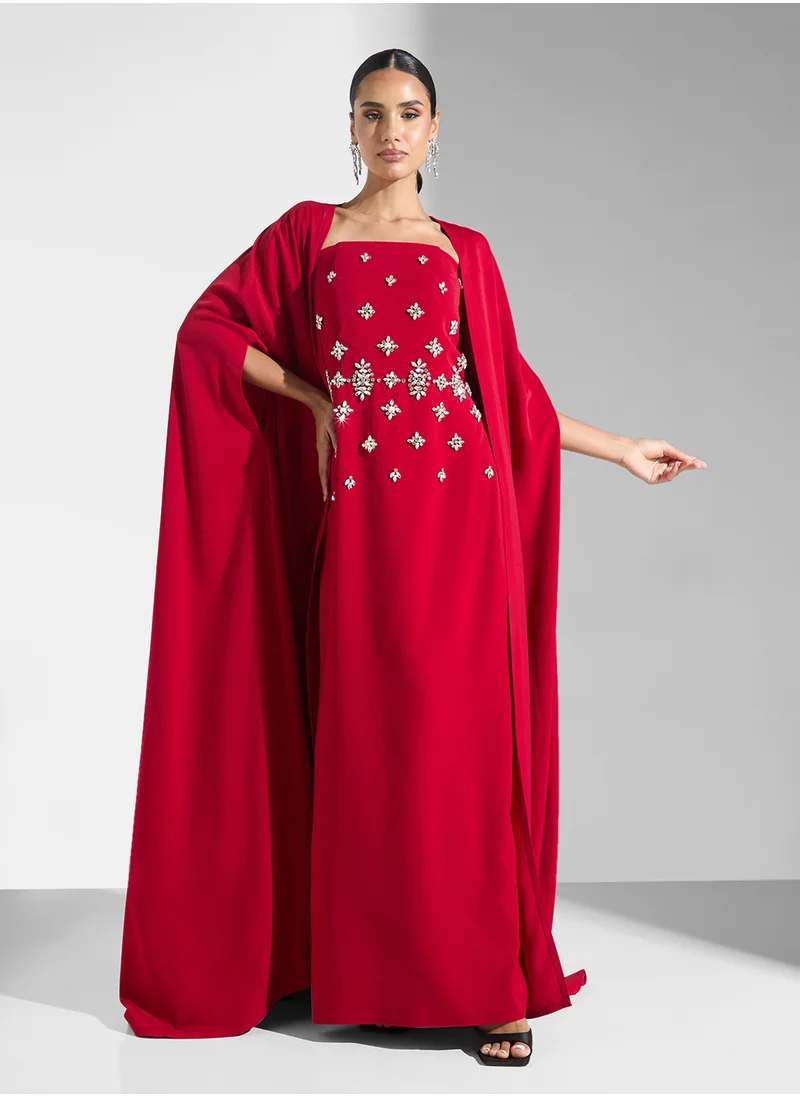 Akadia Fashion Two Pcs Crystal Cape Set