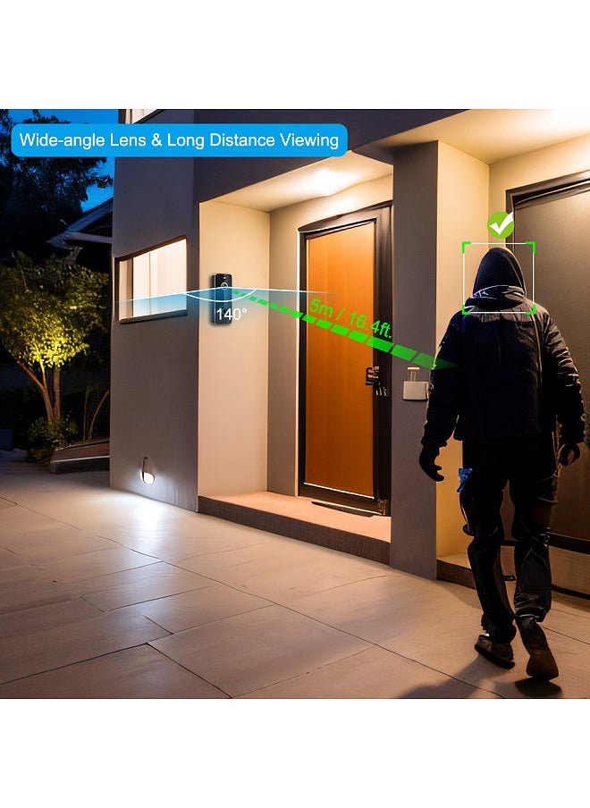 Generic - WiFi Video Doorbell Camera with Chime Wireless CMOS Sensor Support 2-Way Audio Motion Detection Infrared Night Vision Real-time Monitor Cloud Storage Waterproof - Image 1