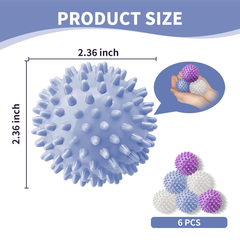 Cofimkate 6Pcs Small Dryer Balls, 2.36 Inch Reusable Laundry Balls for Washer & Dryer, Fabric Softener Alternative, Anti-Wrinkle & Pet Hair Remover Laundry Essentials - Image 2