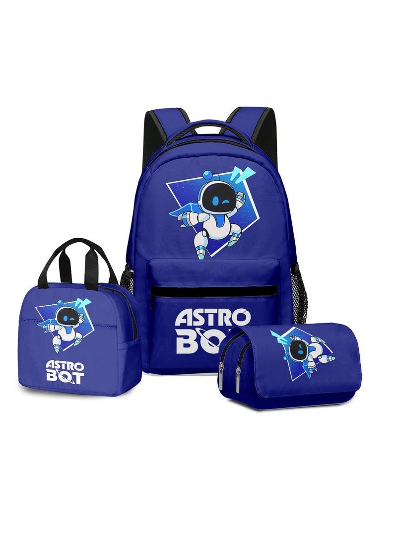 general School start three-piece set: new astro bot universe robot three-piece set student schoolbag children's backpack backpack suitable for 6 to 16 year old students schoolbag backpack - Image 1