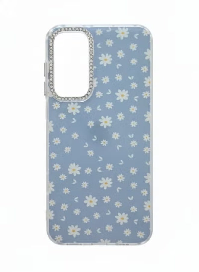 A luxurious protective case for Vivo Y04 in a serene blue with a delicate floral pattern. - Image 1