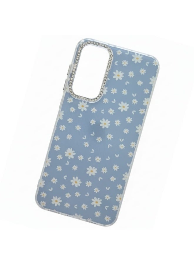 A luxurious protective case for Vivo Y04 in a serene blue with a delicate floral pattern. - Image 3