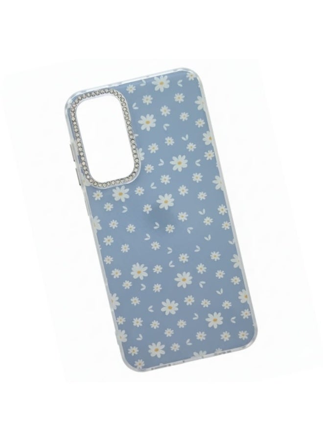 A luxurious protective case for Vivo Y04 in a serene blue with a delicate floral pattern. - Image 2