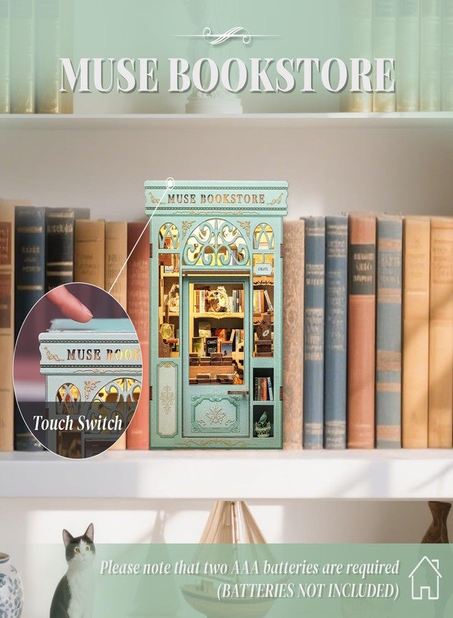 Cutefun Book Nook Miniature House DIY Kit for Adults, Book Shelf, Wooden 3D Puzzle, Mini Craft Model Kit, Gift for Women Book Lovers (Muse Bookstore) - Image 3