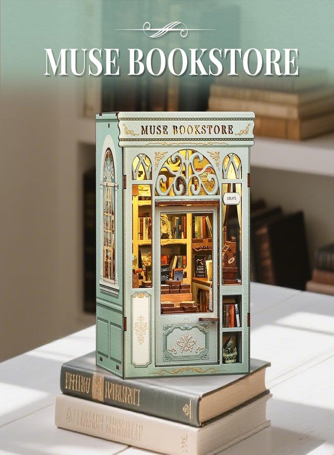 Cutefun Book Nook Miniature House DIY Kit for Adults, Book Shelf, Wooden 3D Puzzle, Mini Craft Model Kit, Gift for Women Book Lovers (Muse Bookstore) - Image 4