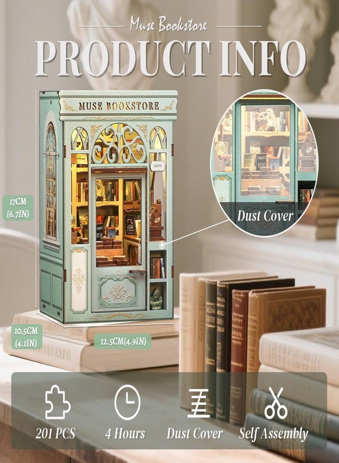 Cutefun Book Nook Miniature House DIY Kit for Adults, Book Shelf, Wooden 3D Puzzle, Mini Craft Model Kit, Gift for Women Book Lovers (Muse Bookstore) - Image 2