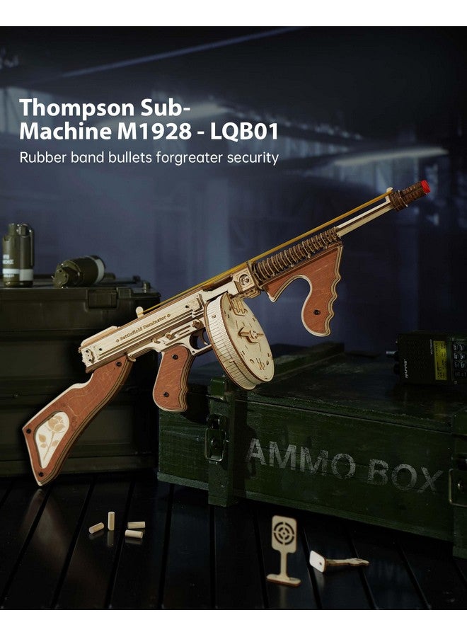 RoWood 3D Puzzles for Adults,Rubber Band Tommy Gun-Toy Wooden Model Kit,3D Wooden Puzzles for Adults,DIY Wooden Building Kits,Unique Gifts for Adults&Teens - Image 2