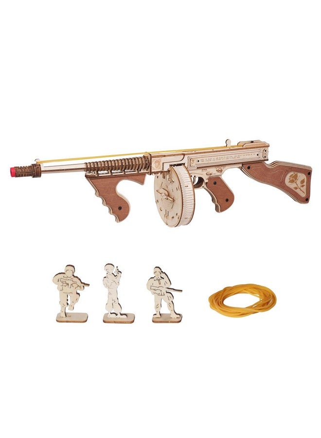 RoWood 3D Puzzles for Adults,Rubber Band Tommy Gun-Toy Wooden Model Kit,3D Wooden Puzzles for Adults,DIY Wooden Building Kits,Unique Gifts for Adults&Teens - Image 1