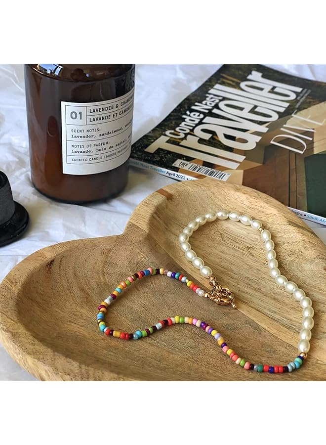 erorex Bead Pearl Choker Necklace For Women Girl Teen Men Handmade Colorful Seed Beaded Boho Choker Jewelry - Image 5