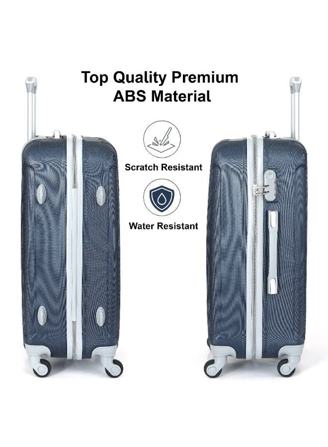 Senator Set of 3 Hard Case Travel Bags Trolley Luggage Set of 3 ABS Lightweight Suitcase with 4 Spinner Wheels KH132, Navy Blue  | Best Price UAE