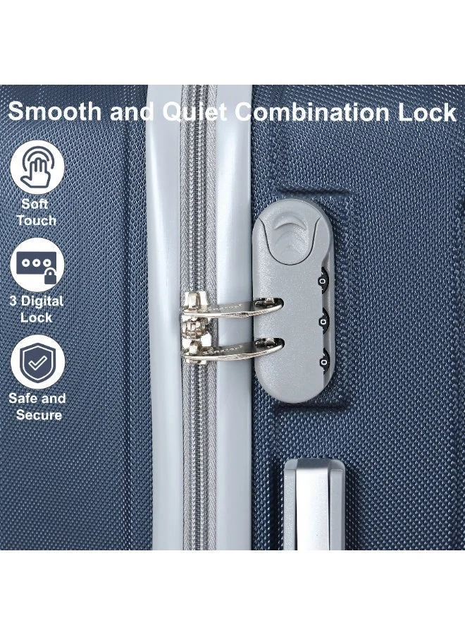 Senator Set of 3 Hard Case Travel Bags Trolley Luggage Set of 3 ABS Lightweight Suitcase with 4 Spinner Wheels KH132, Navy Blue  | Best Price UAE