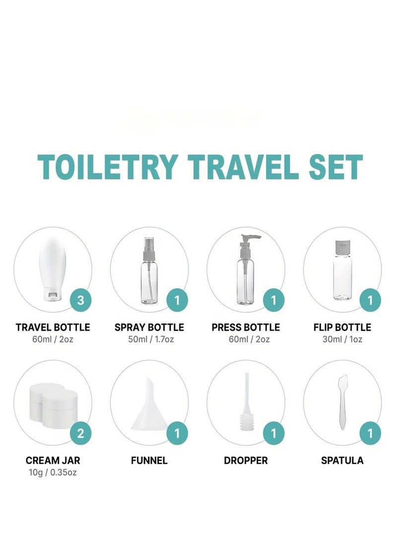 12 PCS Travel Bottles for Toiletries, Tsa Approved Travel Size Containers with Travel Bag, Leak Proof BPA Free Squeezable Travel Essentials for Shampoo, Conditioner, Lotion (White) - Image 3